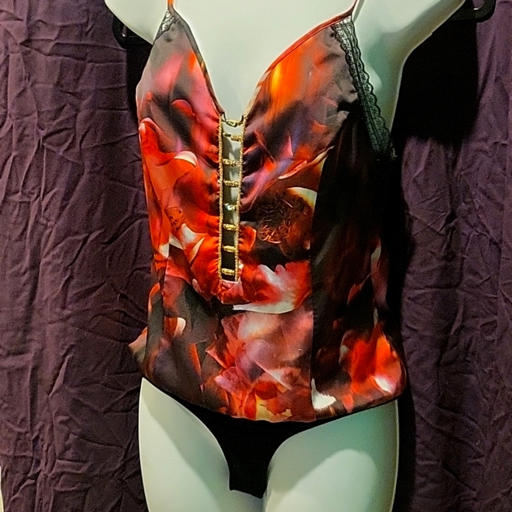 Bebe sz small sexy lace and beads bodysuit cami
